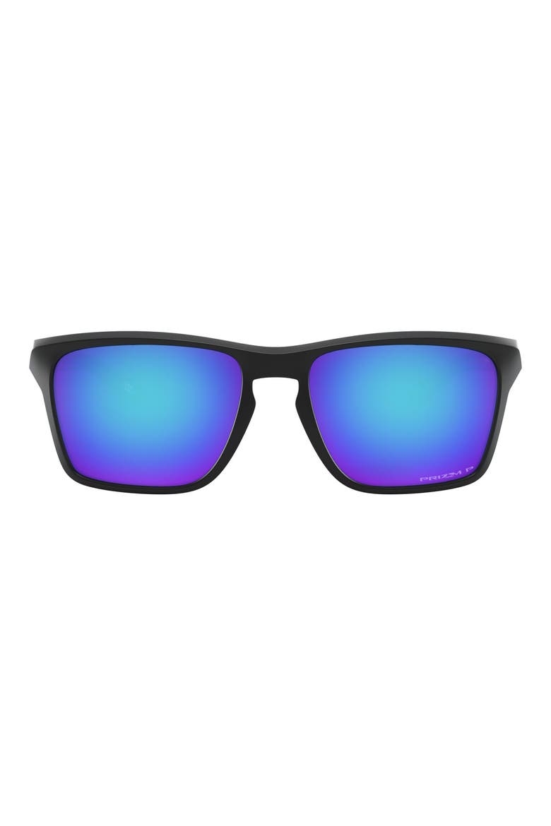 Sylas 58mm Prizm™ Polarized Keyhole Sunglasses, Main, color, SOLID BLACK