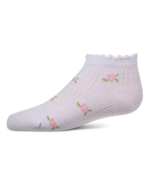 Scallop-Trim Ankle Sock with Mini-Floral Pattern (Baby)