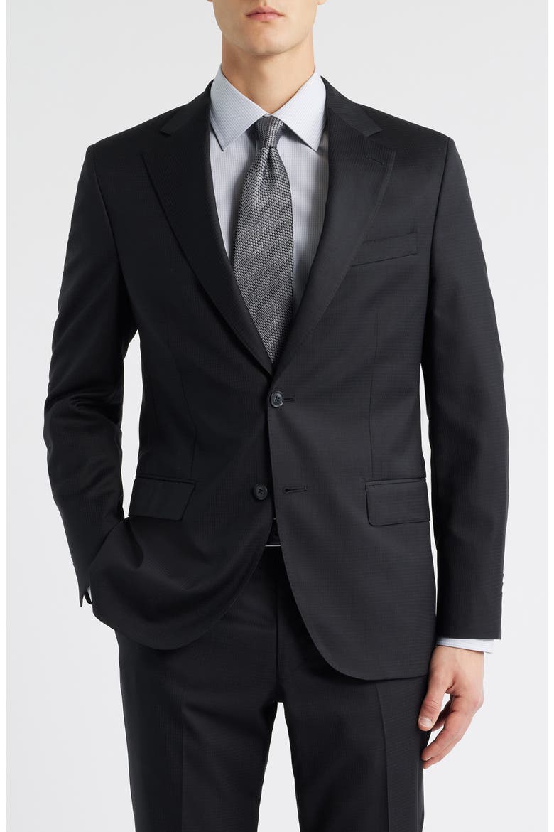 Hartford Classic Fit Black Microcheck Wool Suit, Alternate, color, BLACK