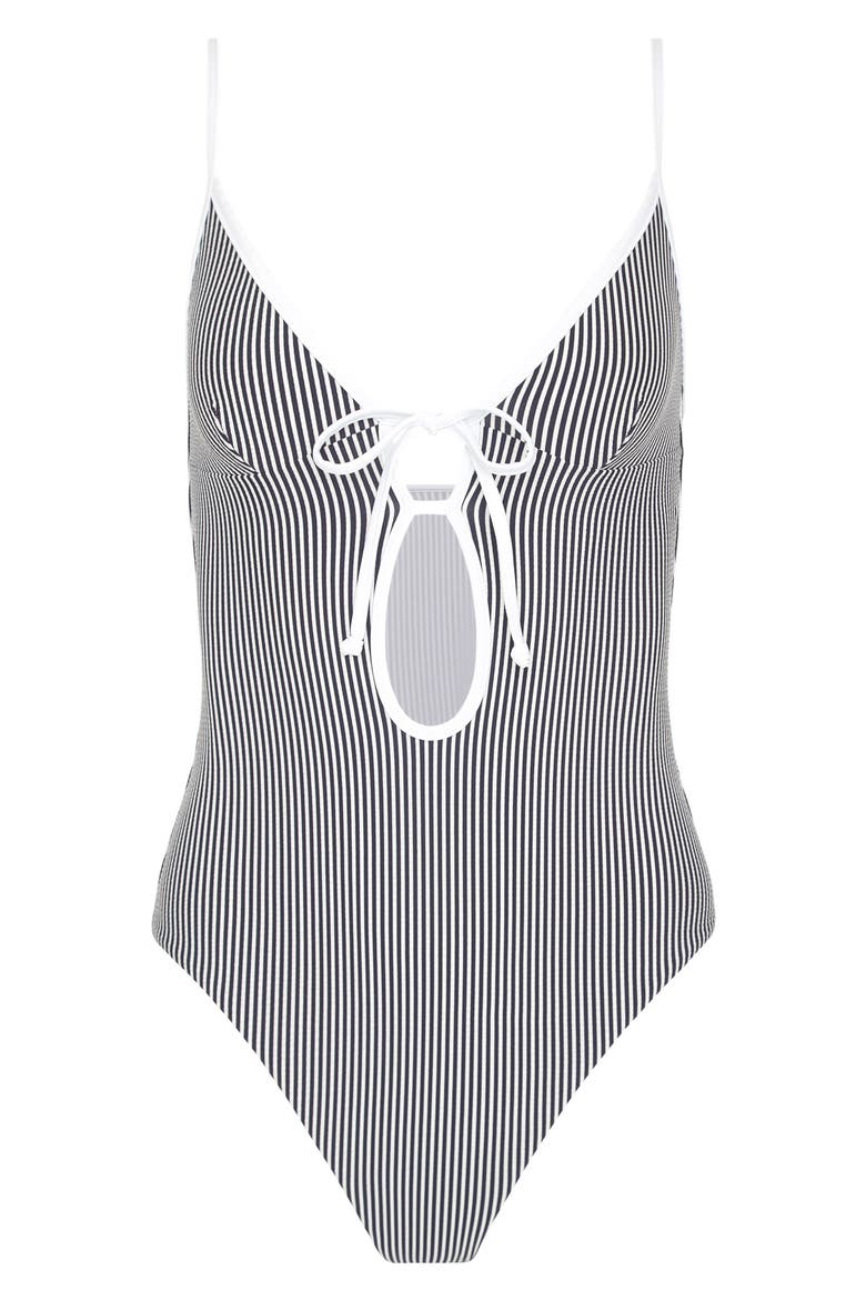 Soleil One-Piece Swimsuit, Alternate, color, NOIR NAVY/ WHITE