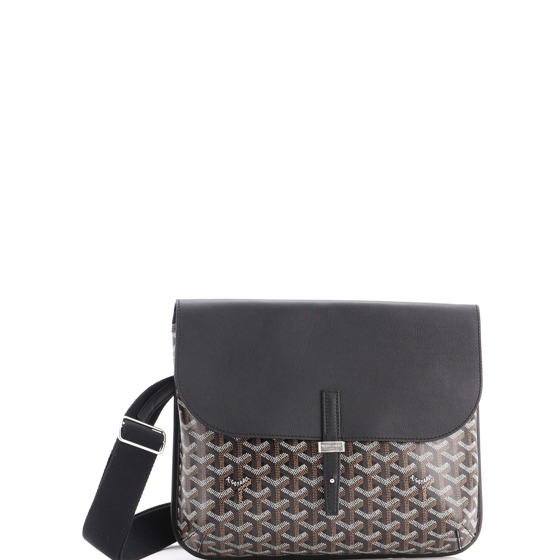 Coursier Messenger Bag Coated Canvas and Leather, Main, color, Black