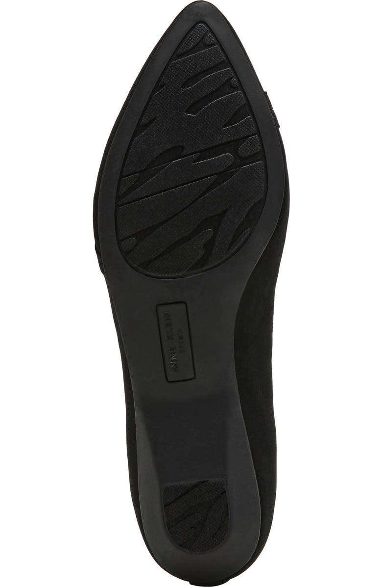 Anne Klein Oceanus Almond Toe Knit Flat, Alternate, color, Black Stretch