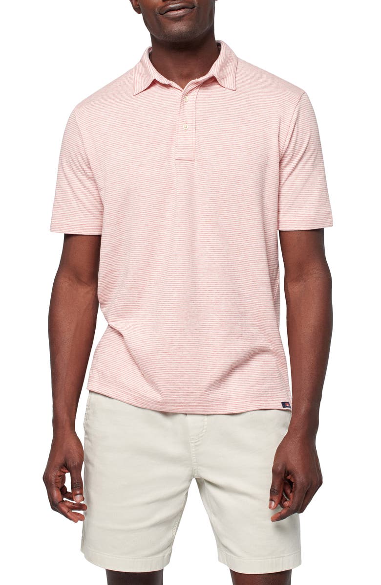 Faherty Cloud Stripe Cotton & Modal Polo, Main, color, Rose Cream Stripe