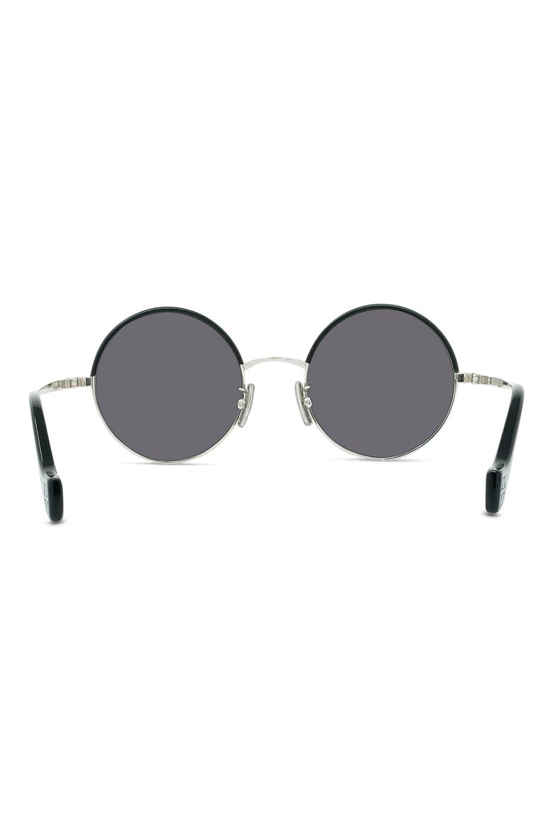 49mm Round Sunglasses, Alternate, color, PALLADIUM/BLCK LEATHER/SMOKE