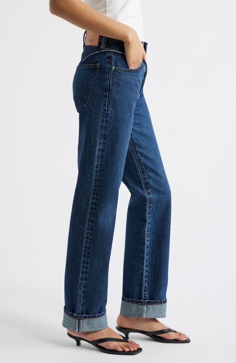 MOUSSY VINTAGE Lara Western High Waist Straight Leg Jeans, Alternate, color, Dark Blue
