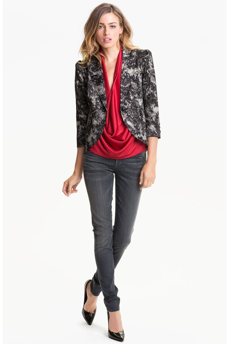 Lace Print Blazer, Alternate, color, BLACK AND LACE