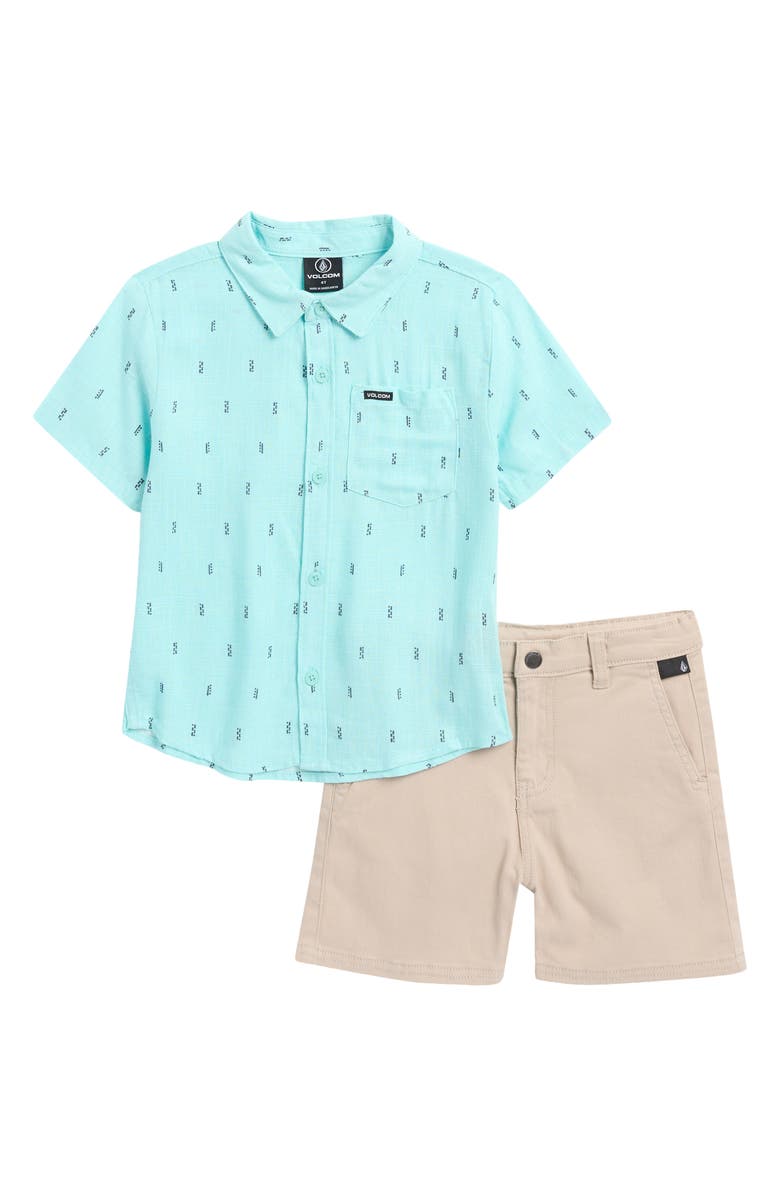 Volcom Kids' Button-Up Shirt & Chino Shorts Set, Main, color, 