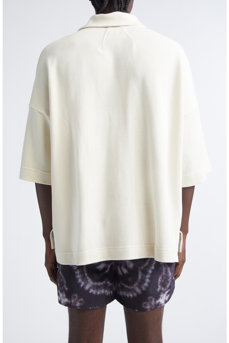 Boxy Logo Embroidered Cotton Piqué Polo, Alternate, color, WHITE / BLACK 0972