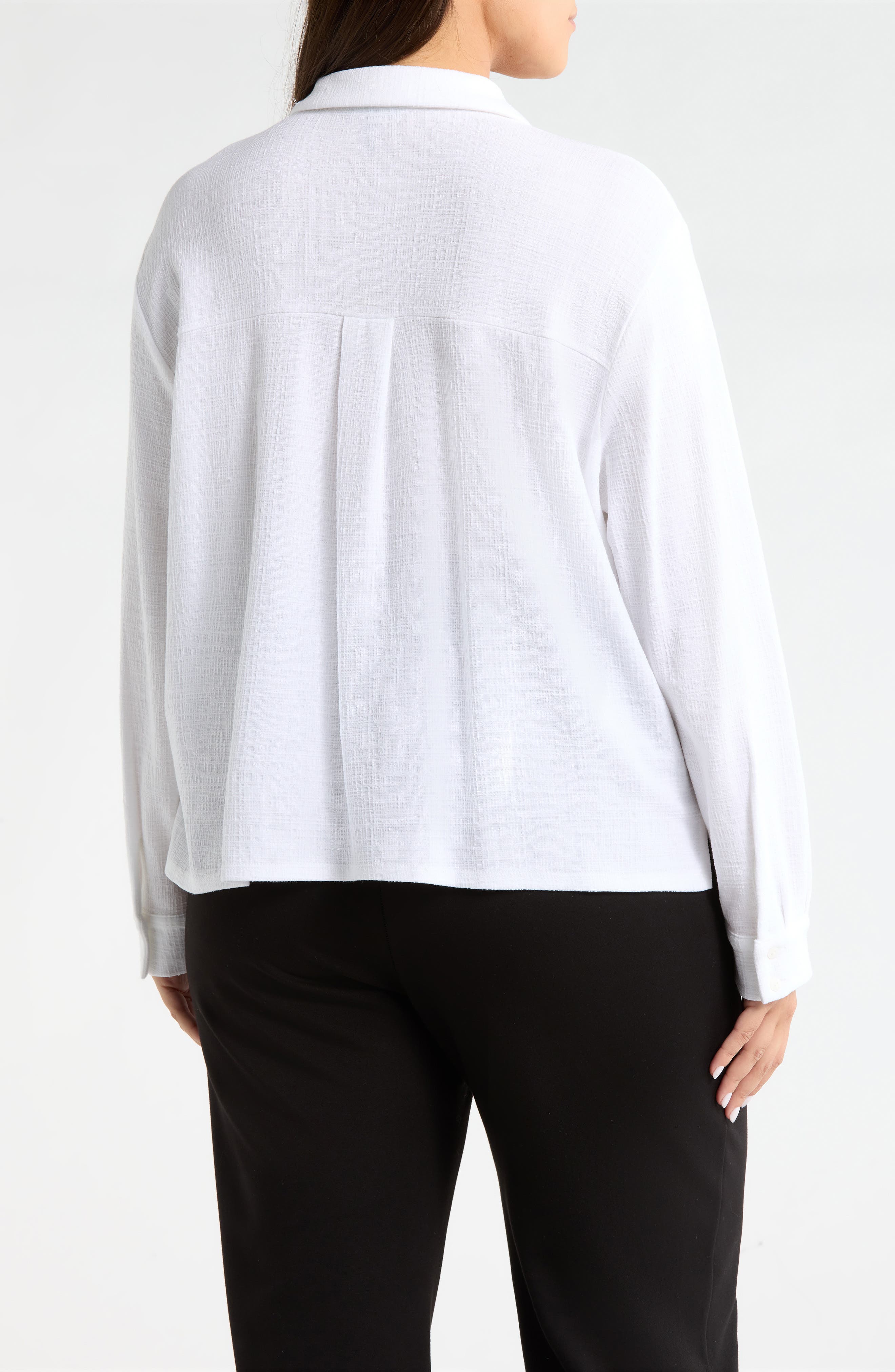 Classic Collar Crop Button-Up Shirt - image 2