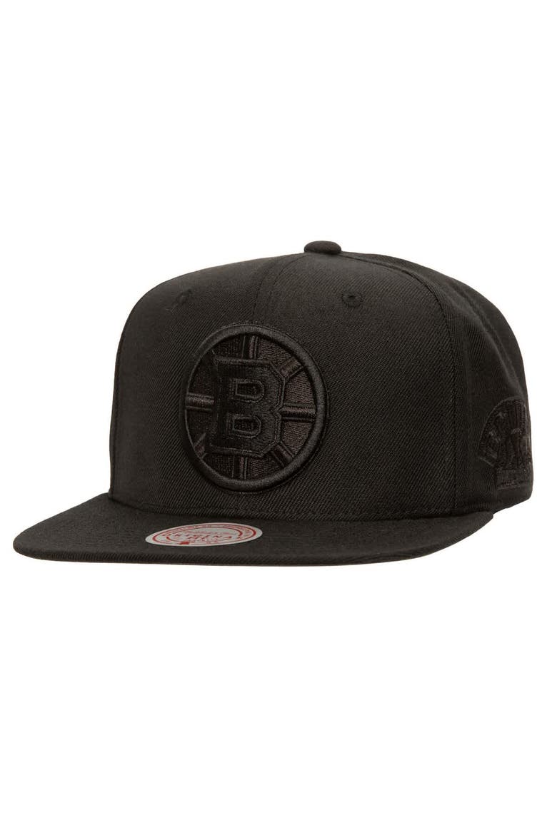 Men's Mitchell & Ness Black Boston Bruins Soul Strike Pearl Tonal Snapback Hat, Main, color, Black