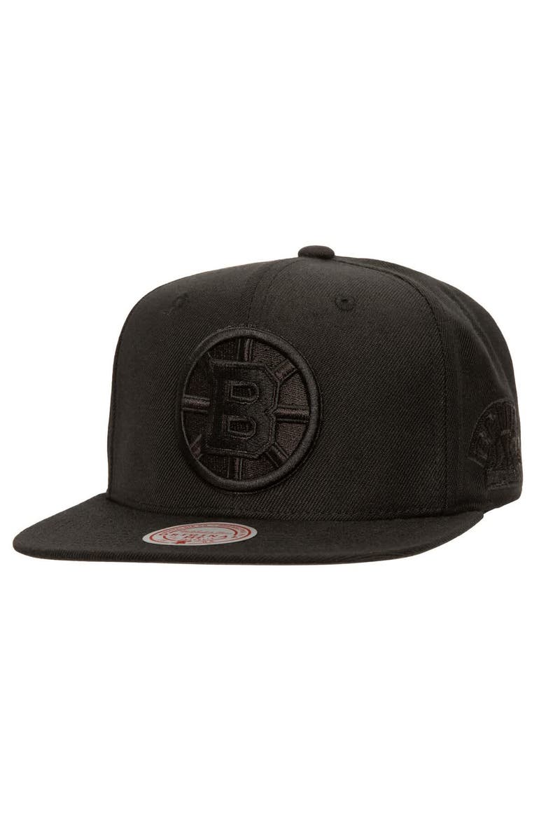 Mitchell & Ness Men's Mitchell & Ness Black Boston Bruins Soul Strike Pearl Tonal Snapback Hat, Main, color, Black