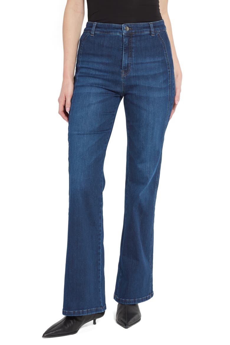 Liora High Waist Trouser Jeans, Main, color, DARK AUTHENTIC MIDWASH
