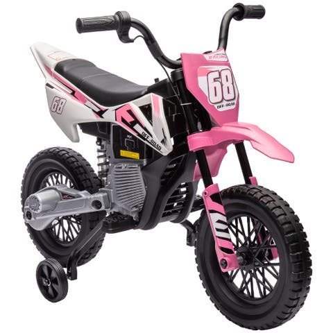 Kids Electric Motorcycle, 12V, Twist Throttle, Training Wheels, Rear Suspension, Music