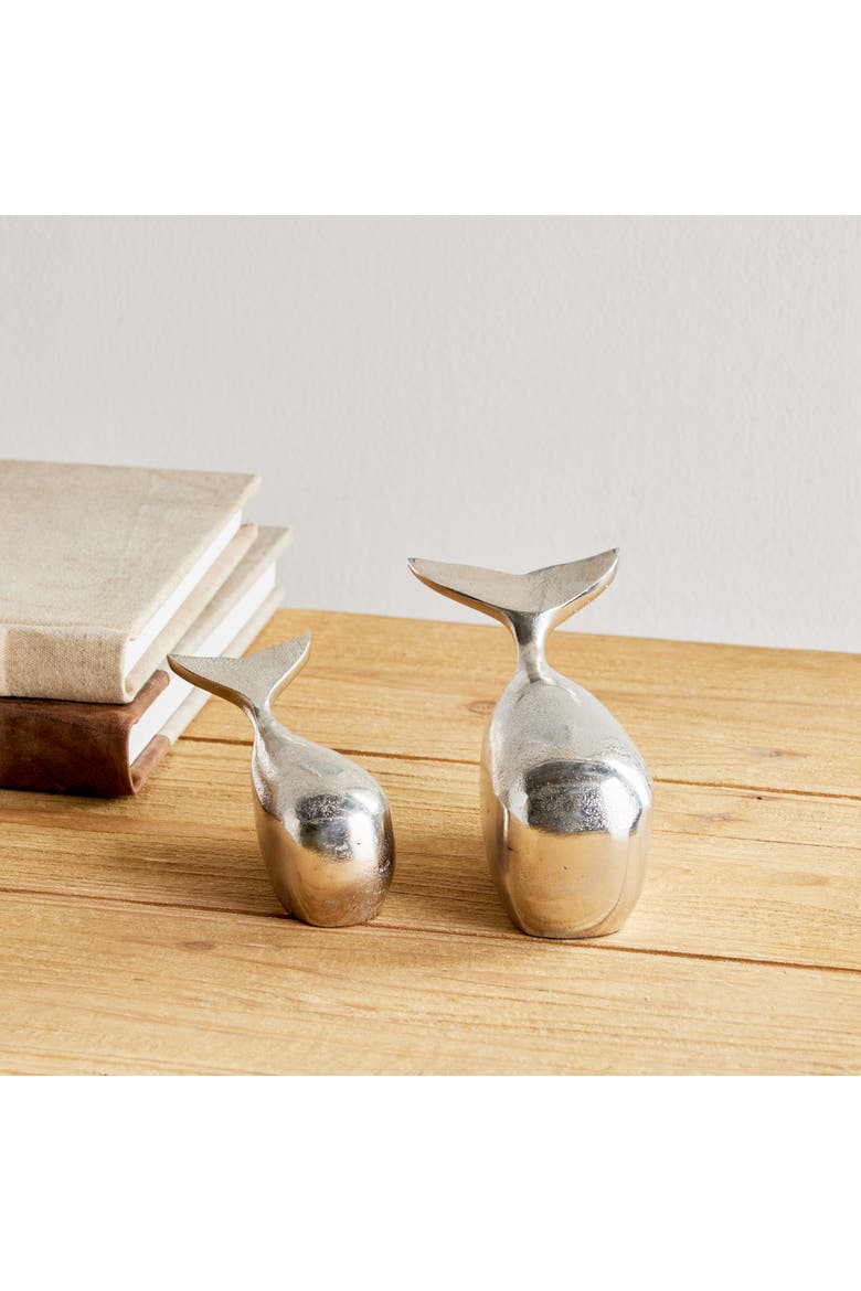 Moby Whale Sculptures Set of 2, Alternate, color, Silver