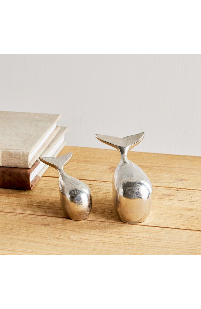 Napa Home & Garden Moby Whale Sculptures Set of 2, Alternate, color, Silver