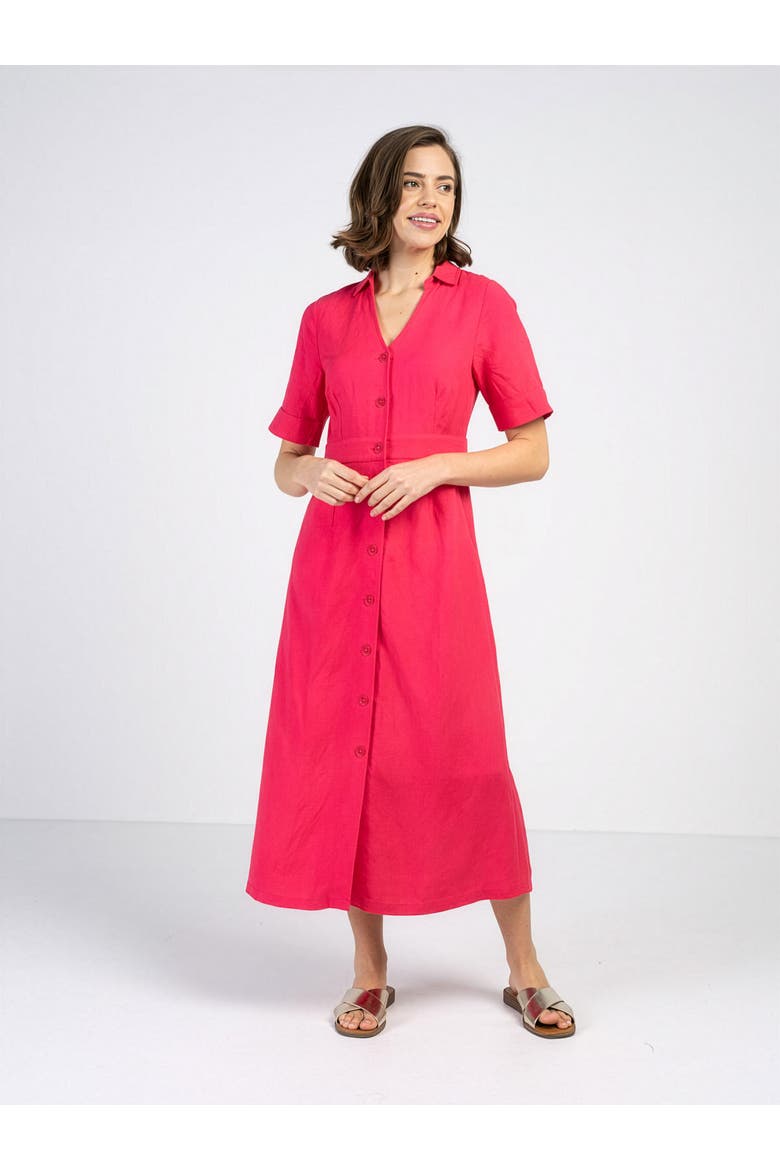 Short Sleeve Linen Shirt Dress, Main, color, Paradise Pink