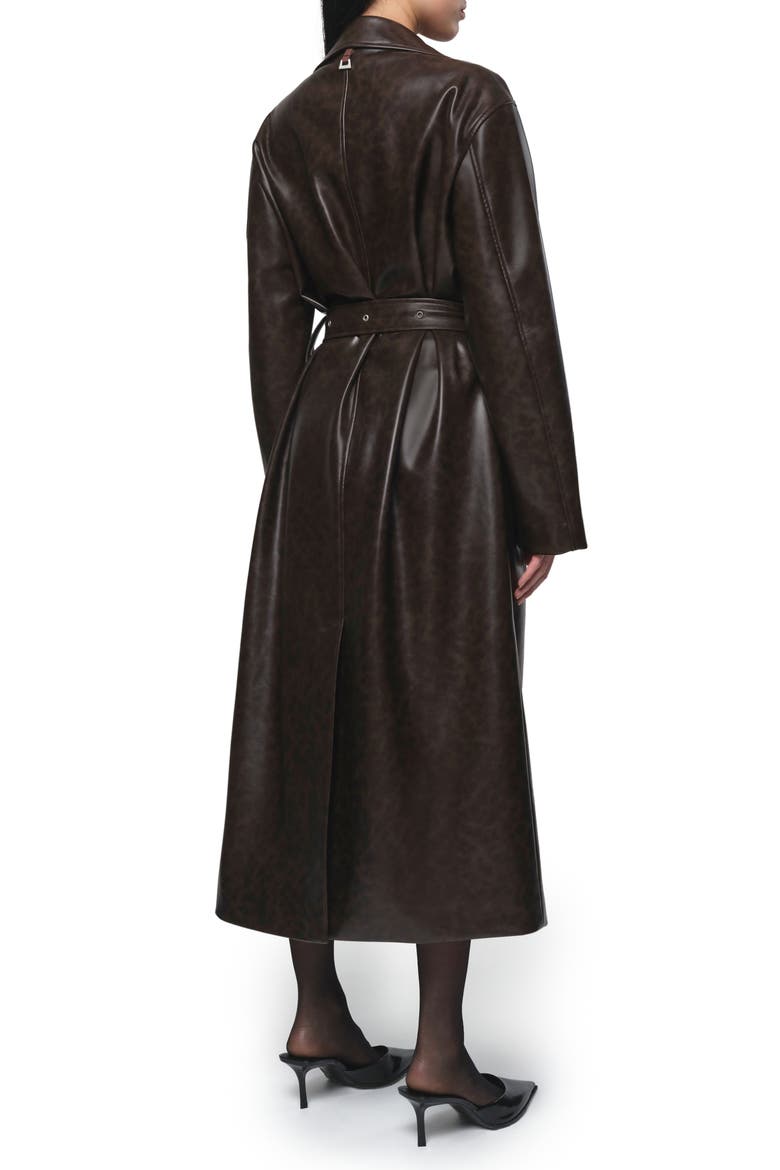 Tate Faux Leather Trench Coat, Alternate, color, JAVA