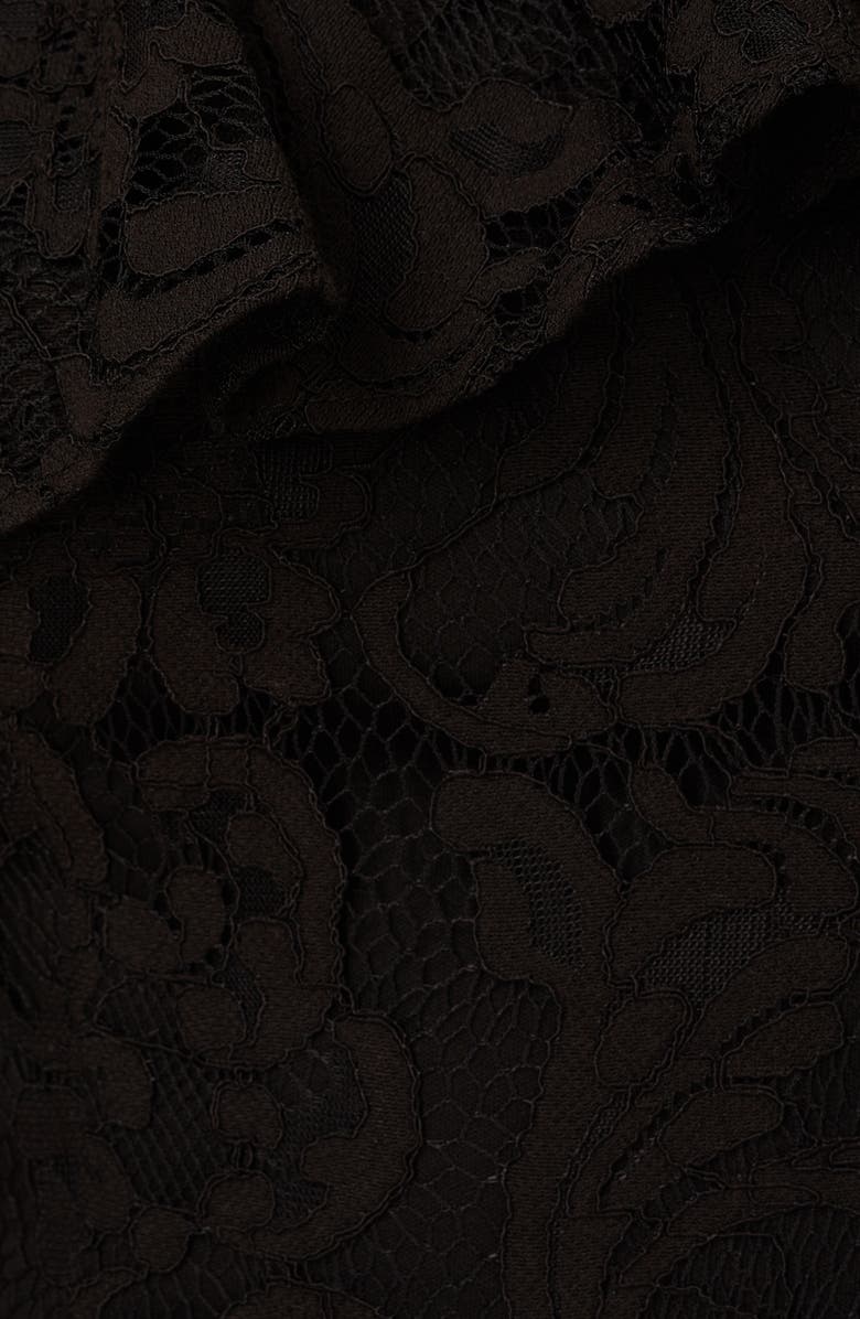 Adrianna Papell Lace Crepe Ruffle One-Shoulder Jumpsuit, Alternate, color,