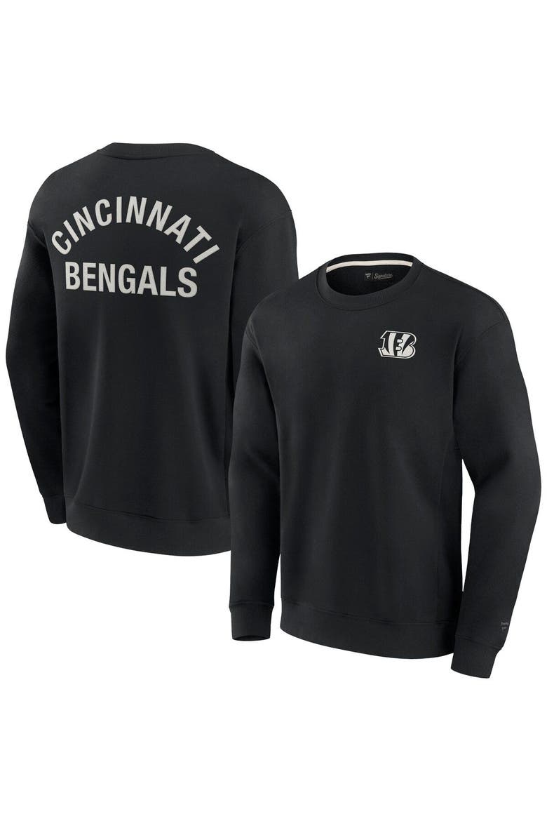 Unisex Fanatics Signature Black Cincinnati Bengals Super Soft Pullover Crew Sweatshirt, Main, color, Black