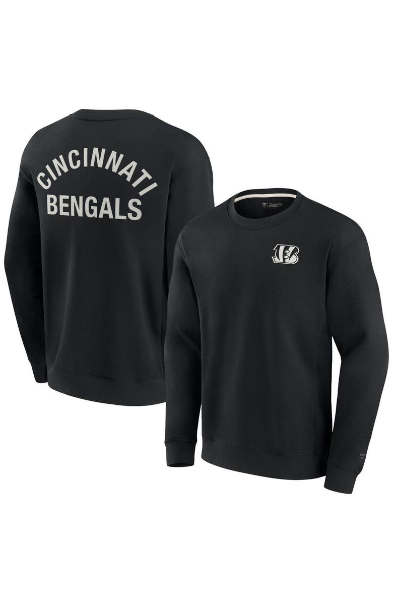 Fanatics Signature Unisex Fanatics Signature Black Cincinnati Bengals Super Soft Pullover Crew Sweatshirt, Main, color, Black