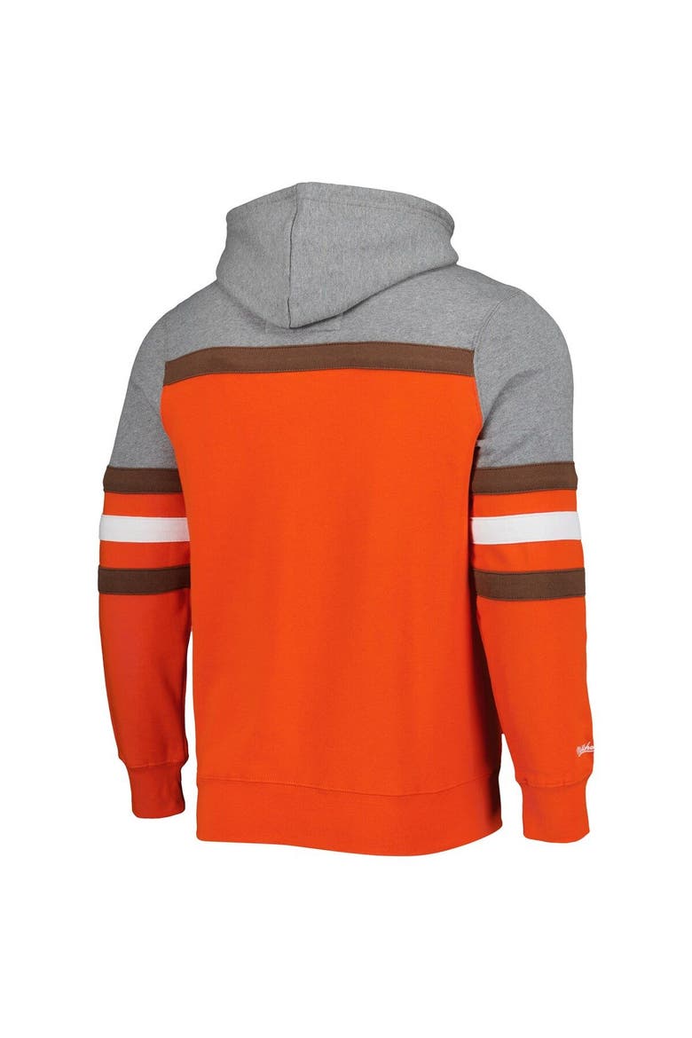 Men's Mitchell & Ness Orange/Heathered Gray Cleveland Browns Head Coach Pullover Hoodie, Alternate, color, Orange