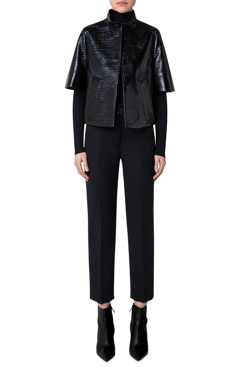 Akris punto Short Sleeve Faux Leather Jacket, Alternate, color,