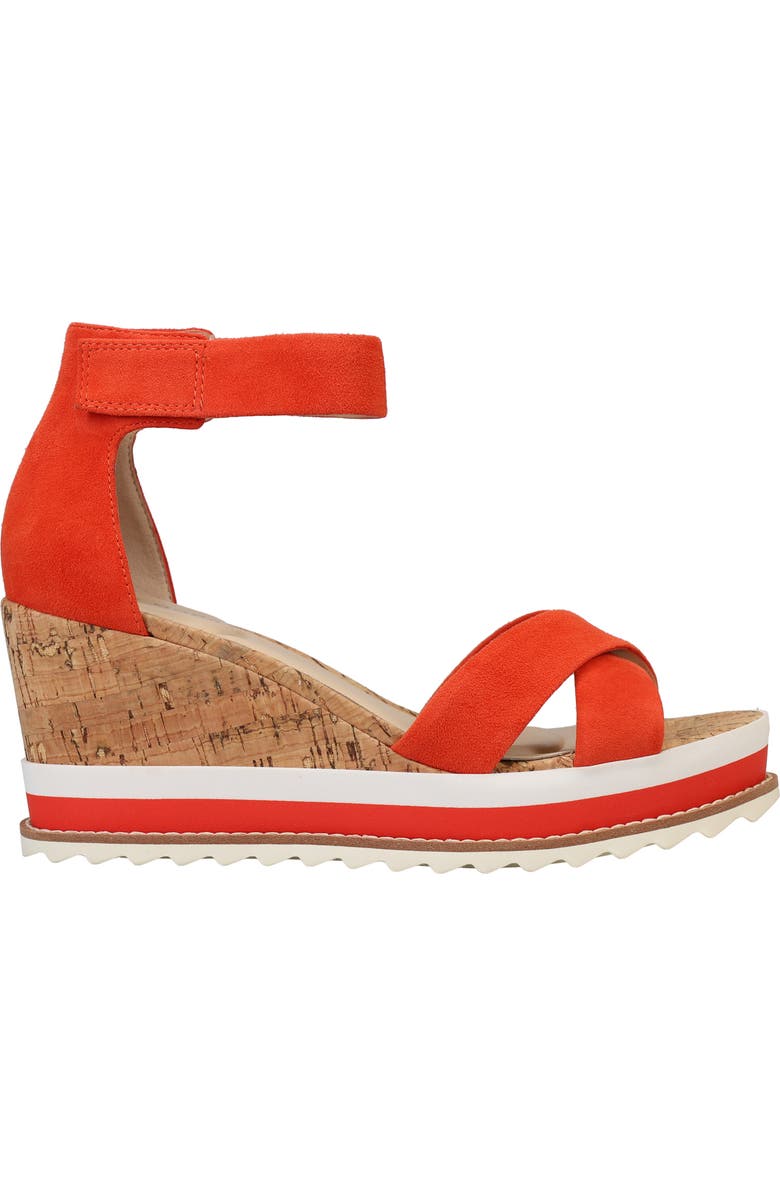Pelle Moda Westyn Ankle Strap Platform Wedge Sandal, Alternate, color, Red Orange