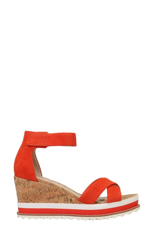 Pelle Moda Westyn Ankle Strap Platform Wedge Sandal In Red Orange