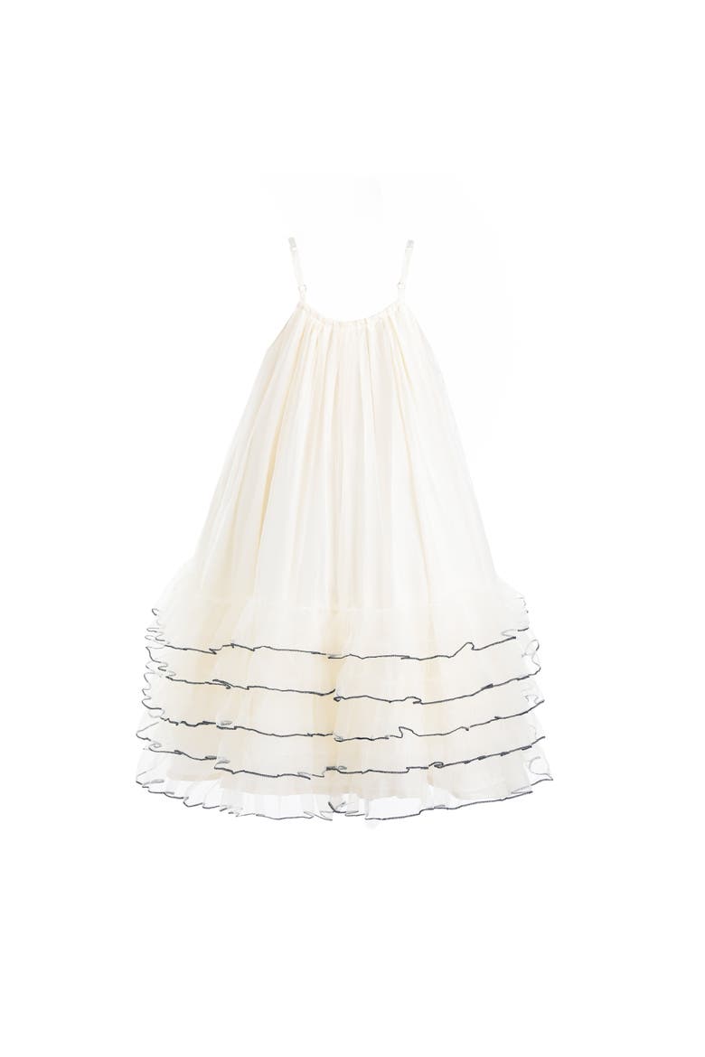Cascade Trim Tiered Dress, Alternate, color, Ivory