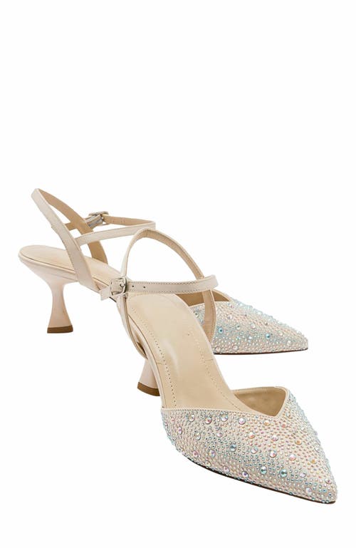 Forever & Always Shoes Vilka Embellished Slingback Kitten Heel Pumps in Beige Faux Leather at Nordstrom, Size 7.5