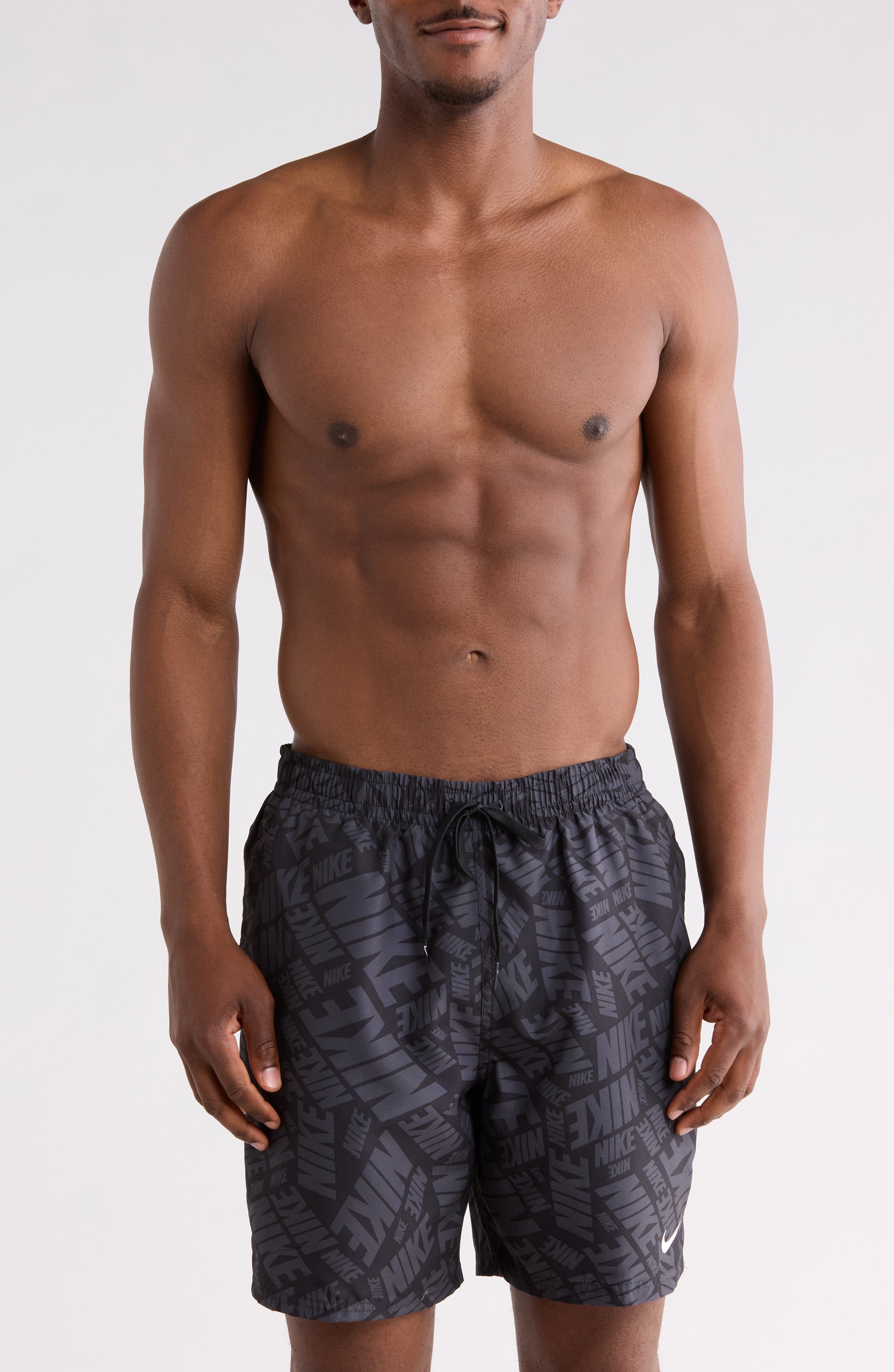 Tossed Black Swim Trunks