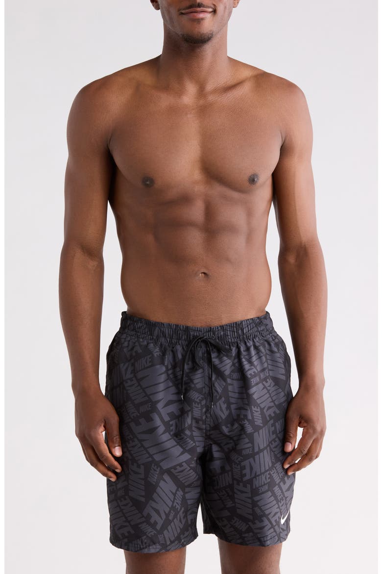 Tossed Black Swim Trunks, Main, color, BLACK