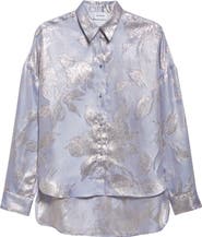 ST. JOHN Sharon Floral Jacquard Button-Up Shirt