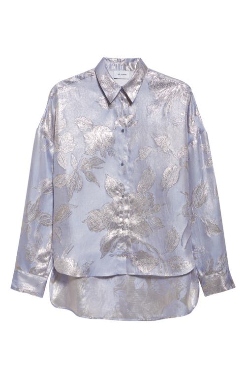 St John St. John Collection Sharon Floral Jacquard Button-up Shirt In Purple