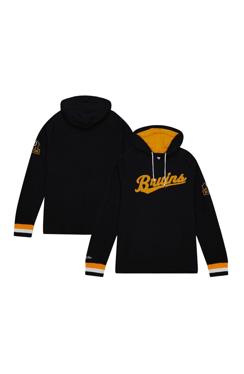 Mitchell & Ness Men's Mitchell & Ness Black Boston Bruins 100th Anniversary Legendary Raglan Pullover Hoodie, Main, color, 