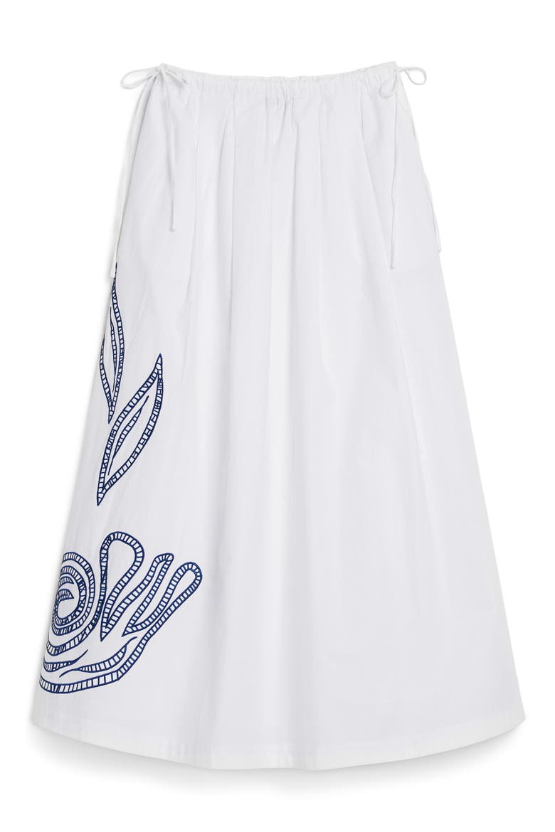 Embroidered Drawstring Cotton Maxi Skirt, Alternate, color, WHITE