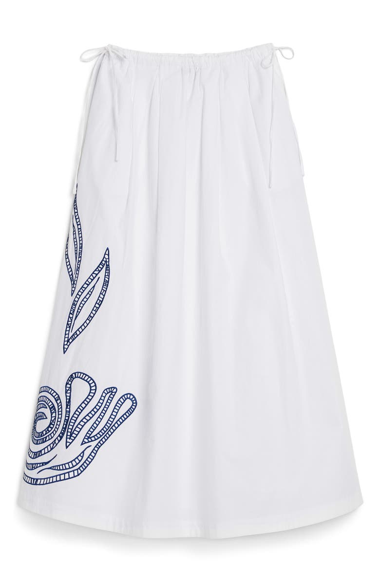 Desigual Embroidered Drawstring Cotton Maxi Skirt, Alternate, color, White