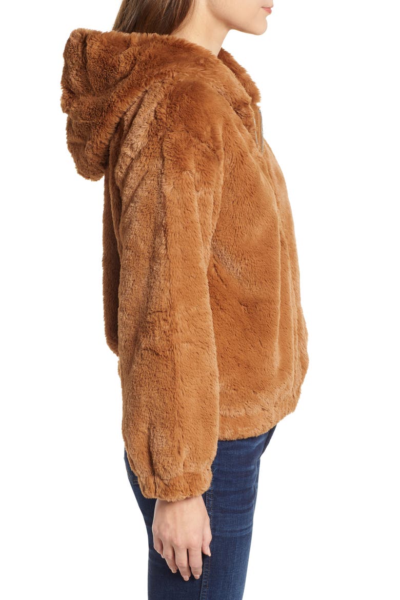 Arabella Faux Shearling Jacket, Alternate, color, DARK CAMEL