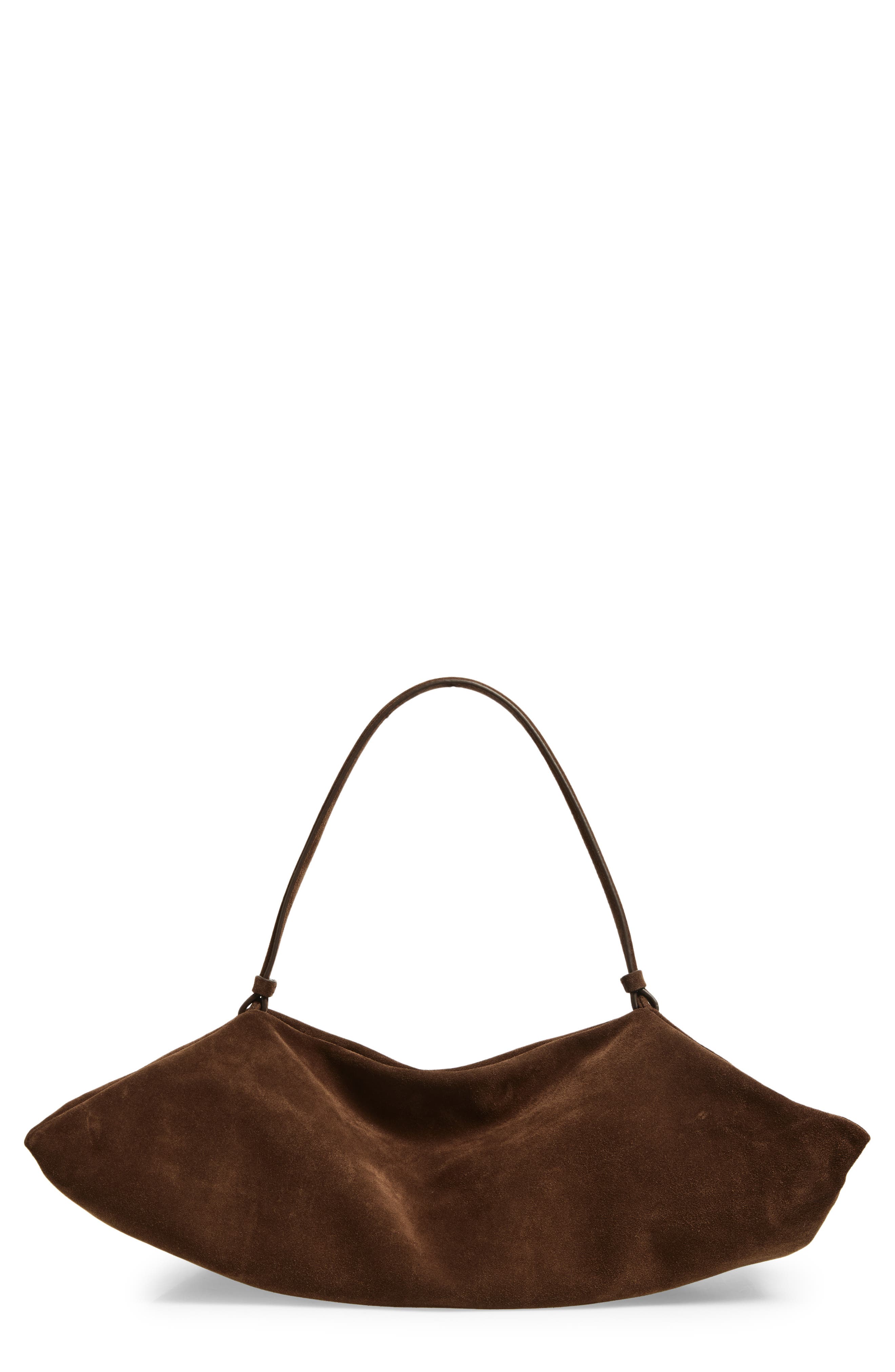 Altuzarra Origami Studded East/West Suede Bag, Main, color, Chocolate