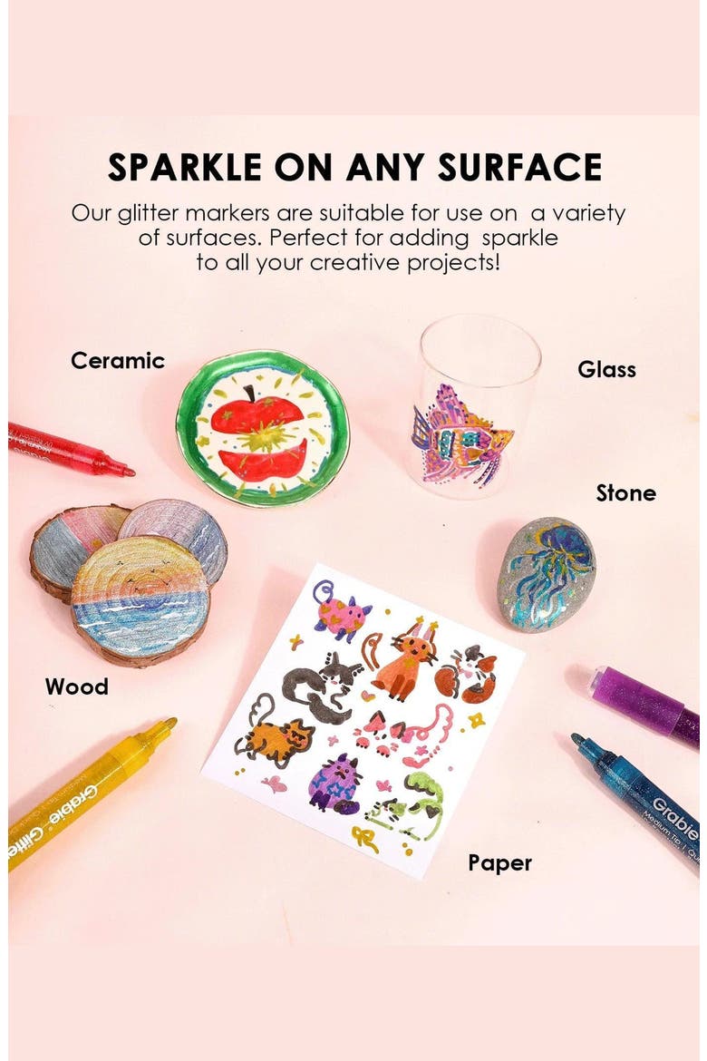 Iridescent Glitter Acrylic Paint Marker Set, Alternate, color, Iridescent Glitter