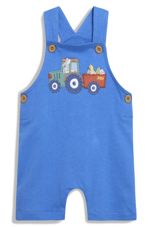 Jojo Maman Bébé Jojo Maman Bebe Stripe Cotton T-shirt & Easter Tractor Overalls Set In Blue