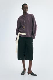 H&M Textured-Weave Button-Detail Shirt