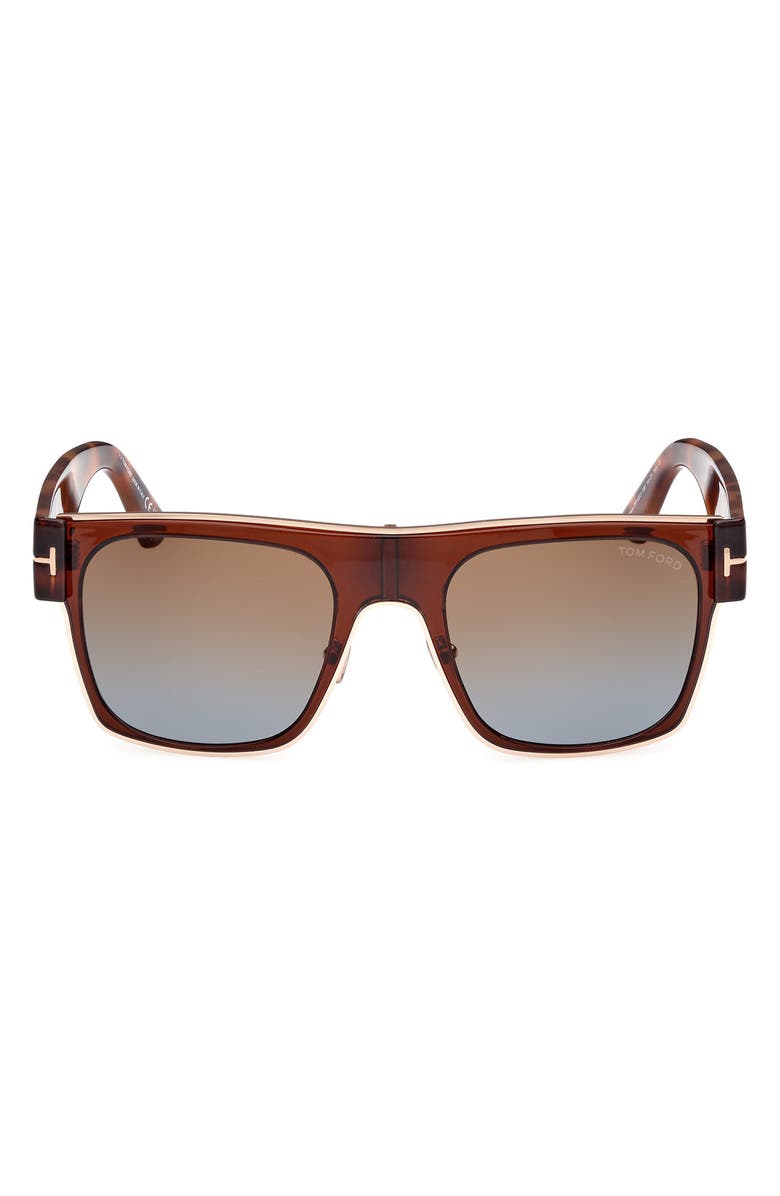 TOM FORD Edwin 54mm Square Sunglasses, Main, color, Rose Gold Brown Havana