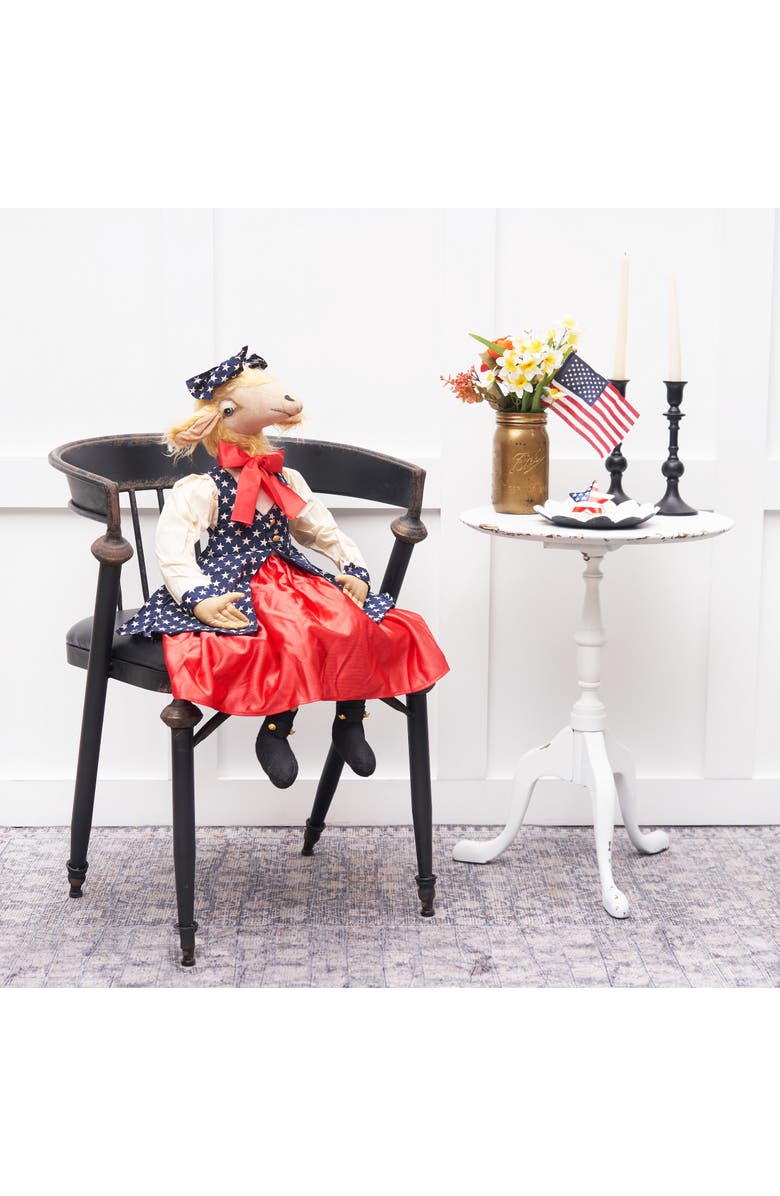 Gallerie II Patriotic Gussie Sheep w/ Stars & Stripes Dress Decorative Figurine, Alternate, color, Red