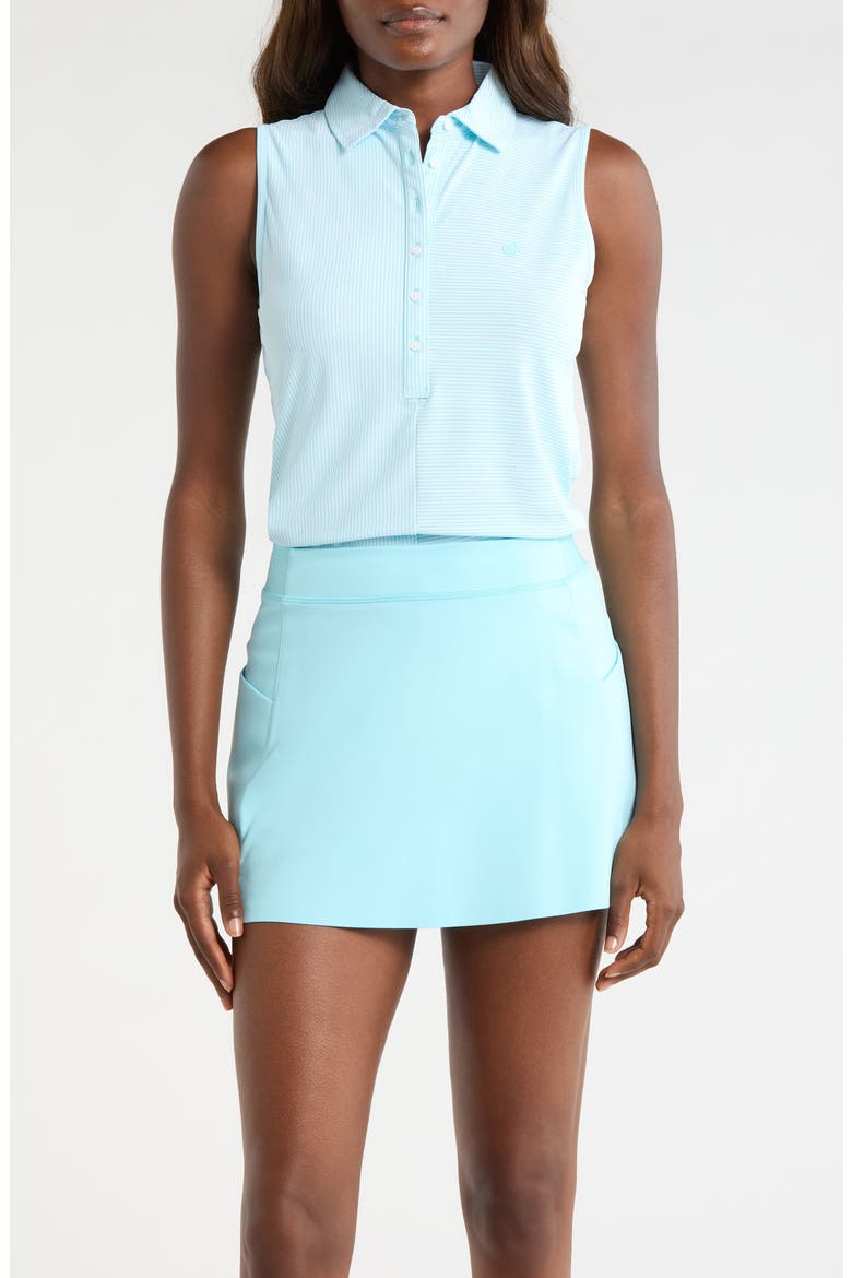 Mixed Stripe Tech Sleeveless Polo, Main, color, CENOTE