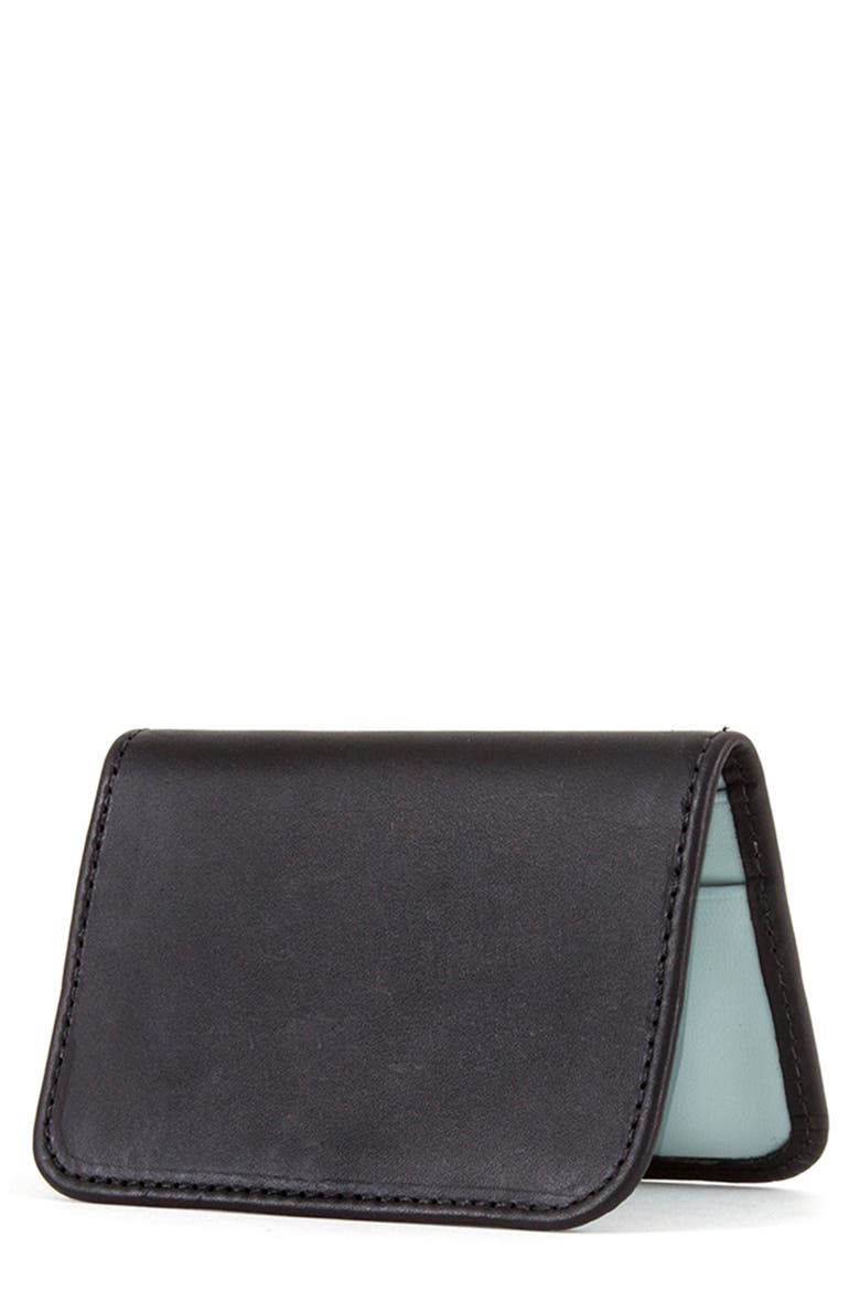 Bifold Leather Card Case, Main, color, BLACK
