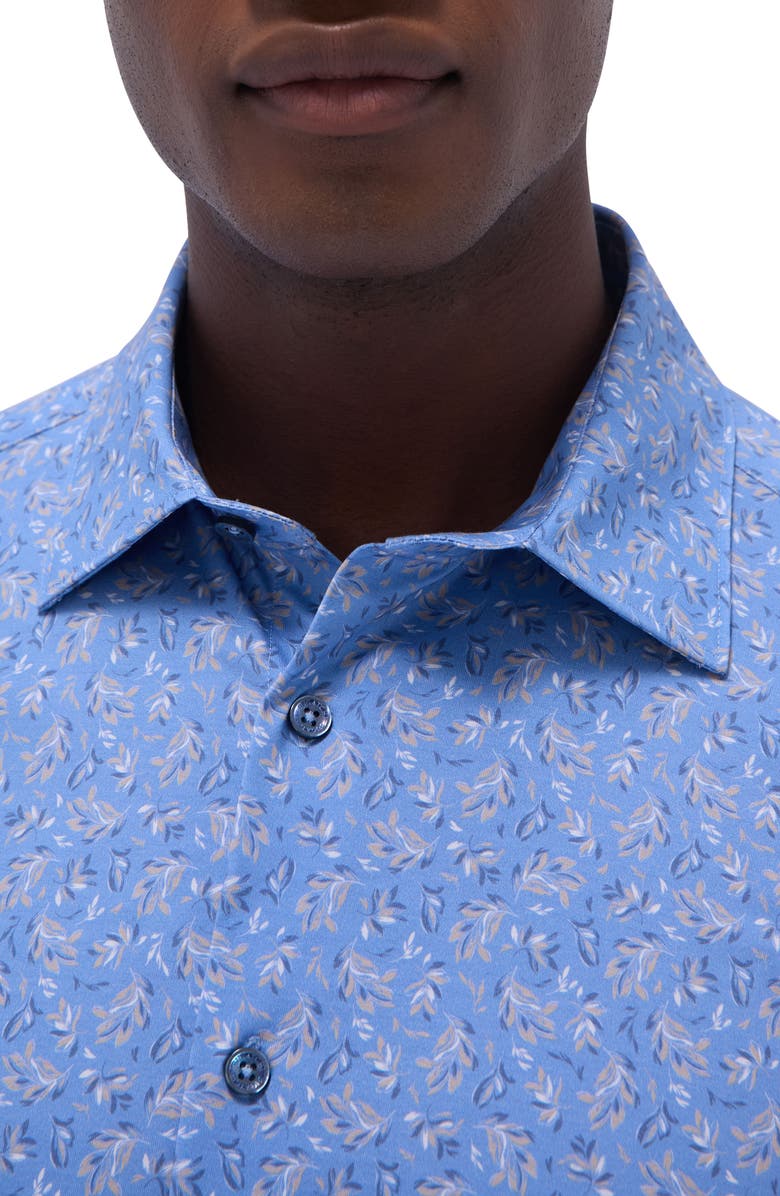 Bugatchi Milo OoohCotton<sup>®</sup> Print Short Sleeve Button-Up Shirt, Alternate, color, Air Blue
