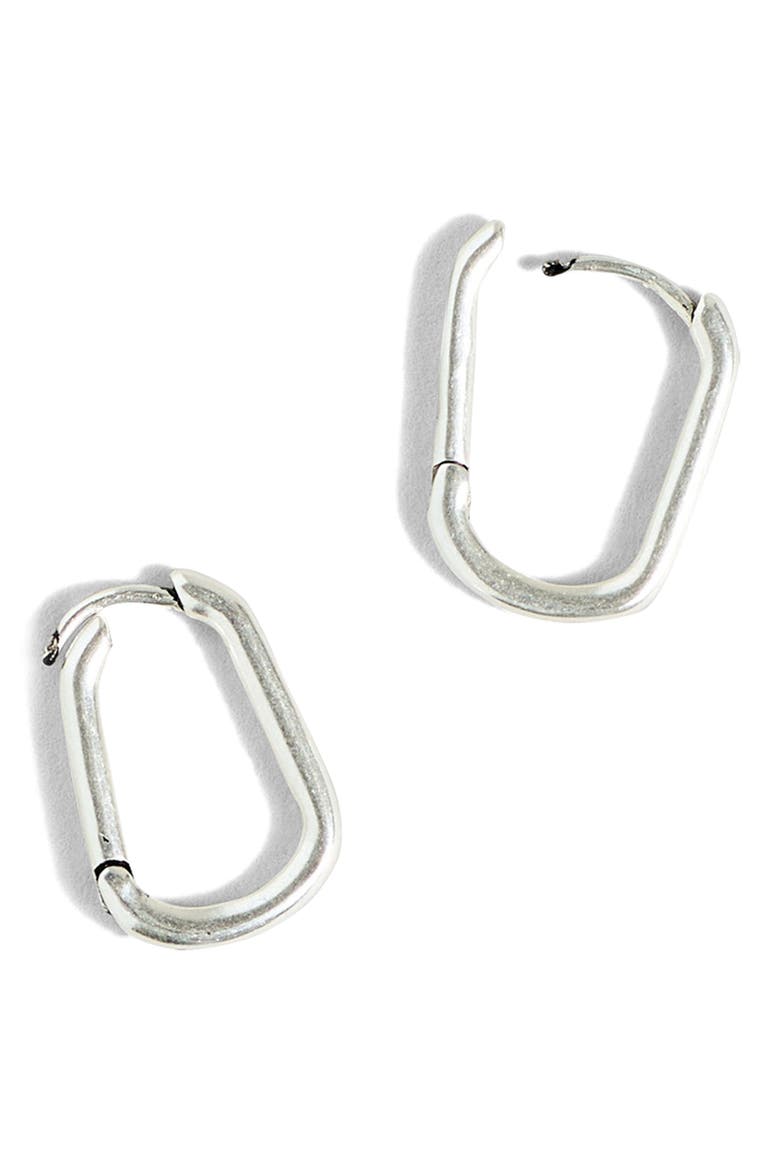 Medium Carabiner Hoop Earrings, Main, color, LIGHT SILVER OX