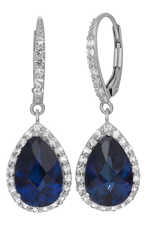 CZ & Lab-Created Stone Teardrop Earrings