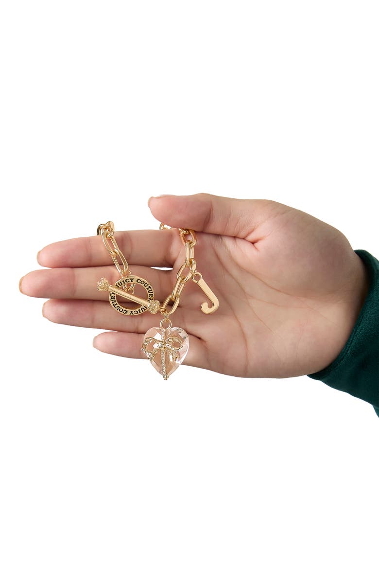 Heart Stone & J Charm Bracelet, Alternate, color, Clear